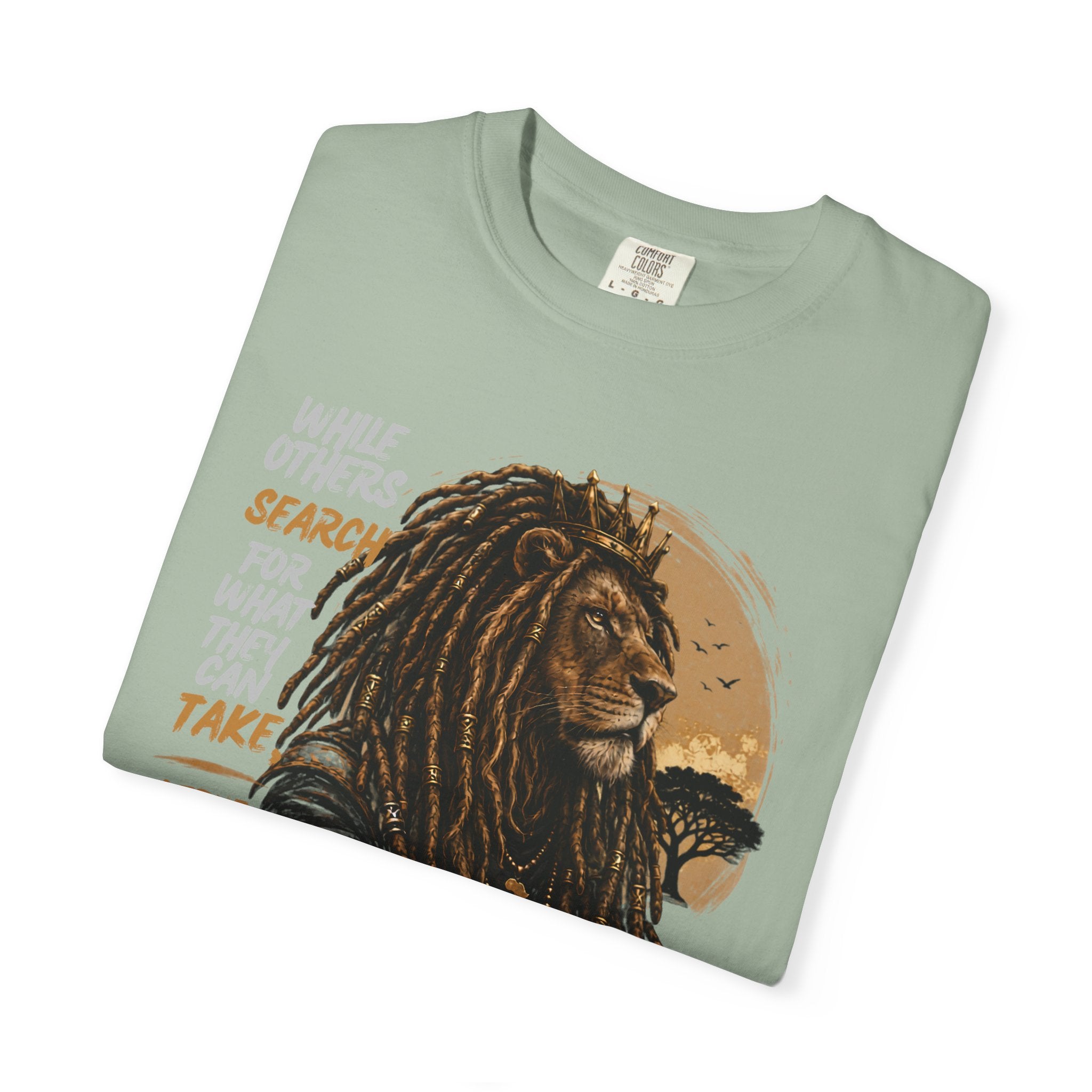 Lion Graphic T-Shirt — "A True King Gives" Inspirational Reggae Rasta Tee