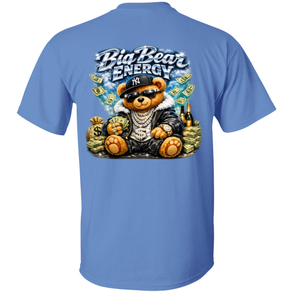 Carolina Blue t-shirt with a bear graphic and 'Big Bear Energy' text on a white background