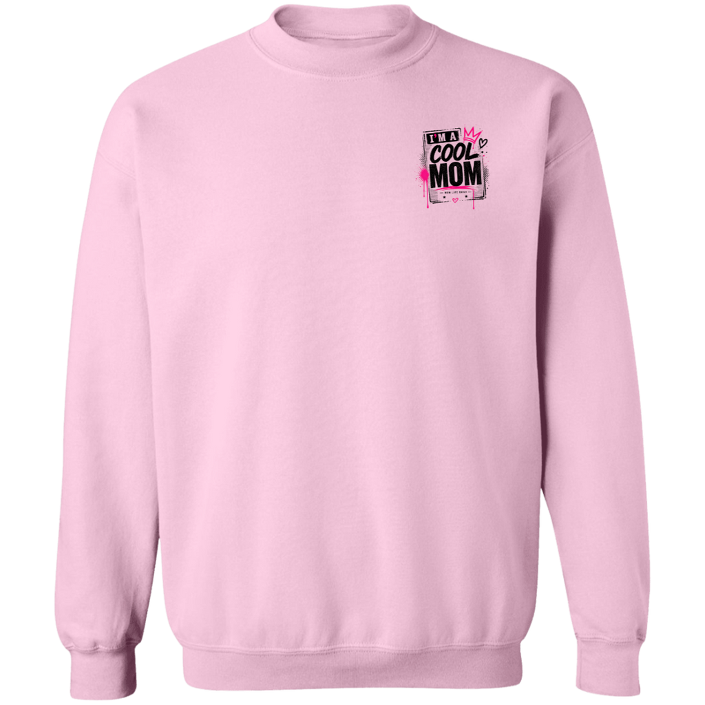 Light Pink  sweatshirt with a colorful logo on the chest against a white background