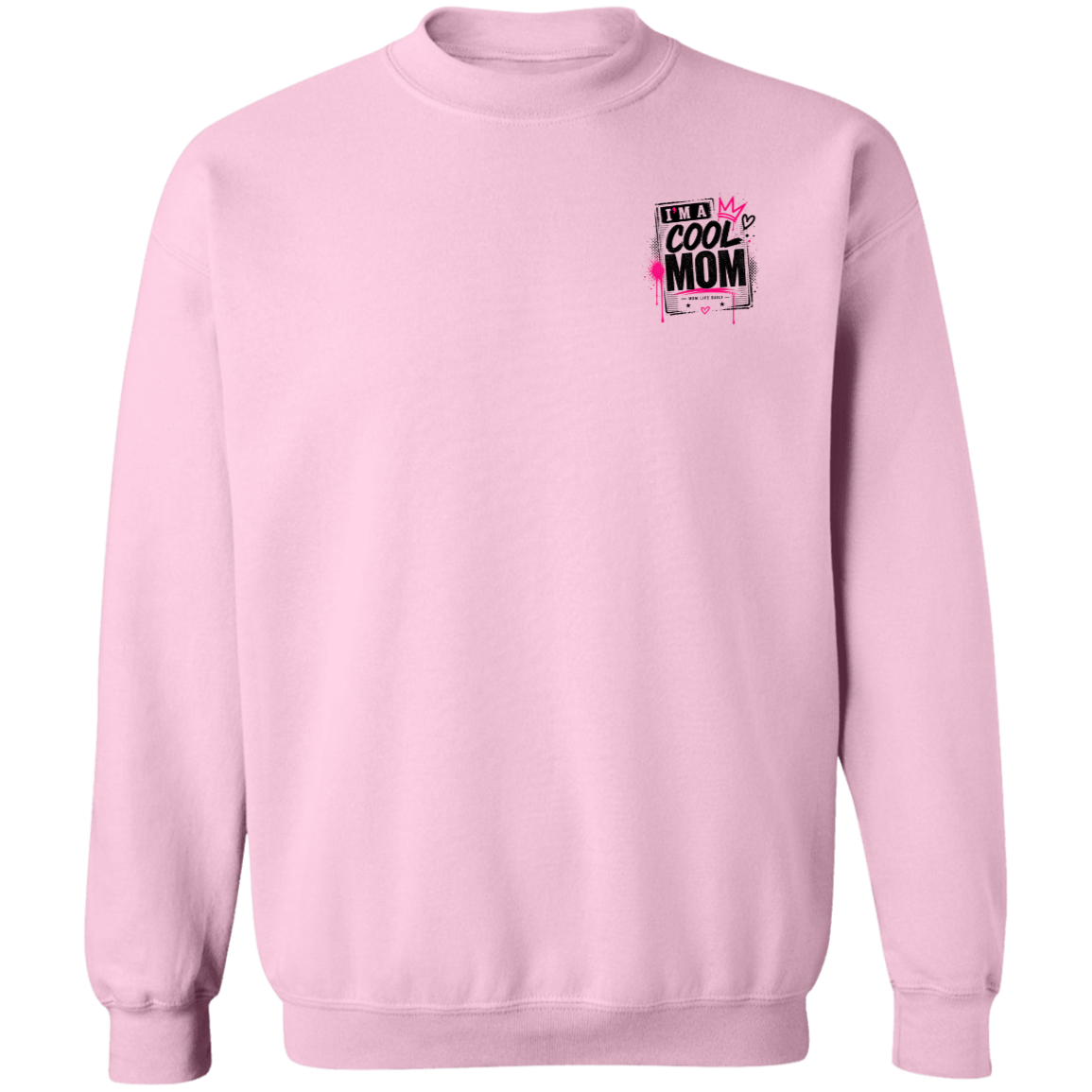 Light Pink  sweatshirt with a colorful logo on the chest against a white background