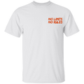 Gray t-shirt with red and black text on a white background